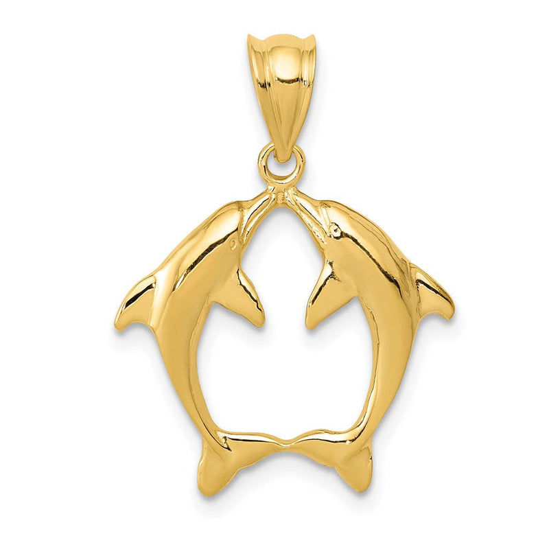 14K Gelbgold Anhänger mit zwei Delfinen