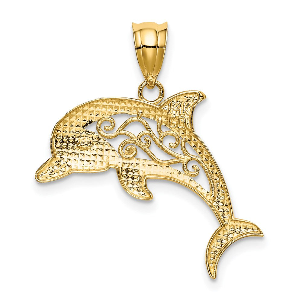 14K Gelbgold Filigran Delfin Anhänger