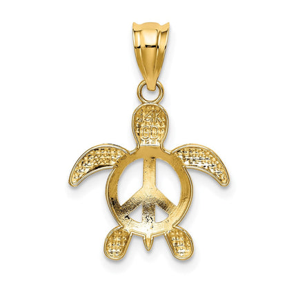 14K Gelbgold Frieden Schildkröte Anhänger