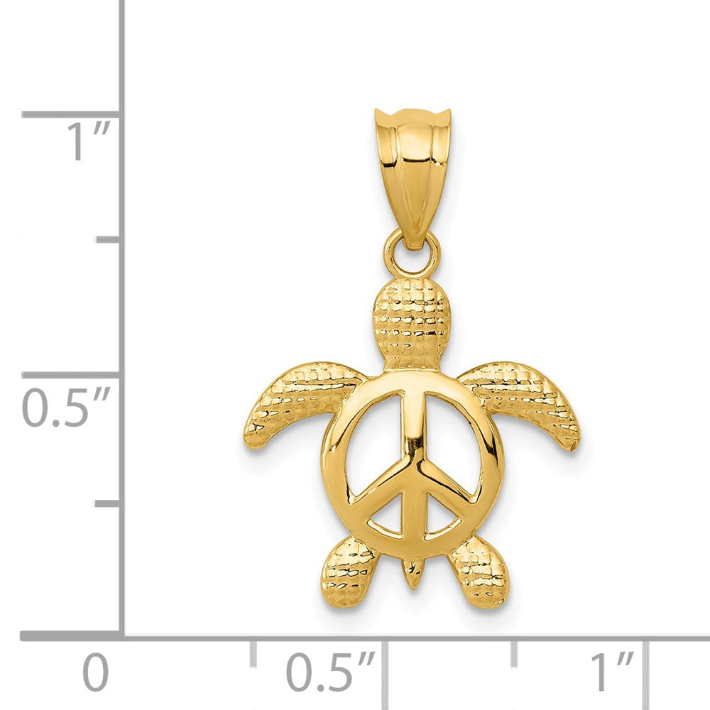 14K Gelbgold Frieden Schildkröte Anhänger