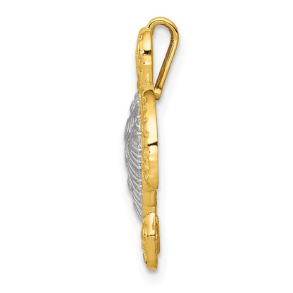 14K Zweifarbiges Gold Schildkröten-Gleitanhänger