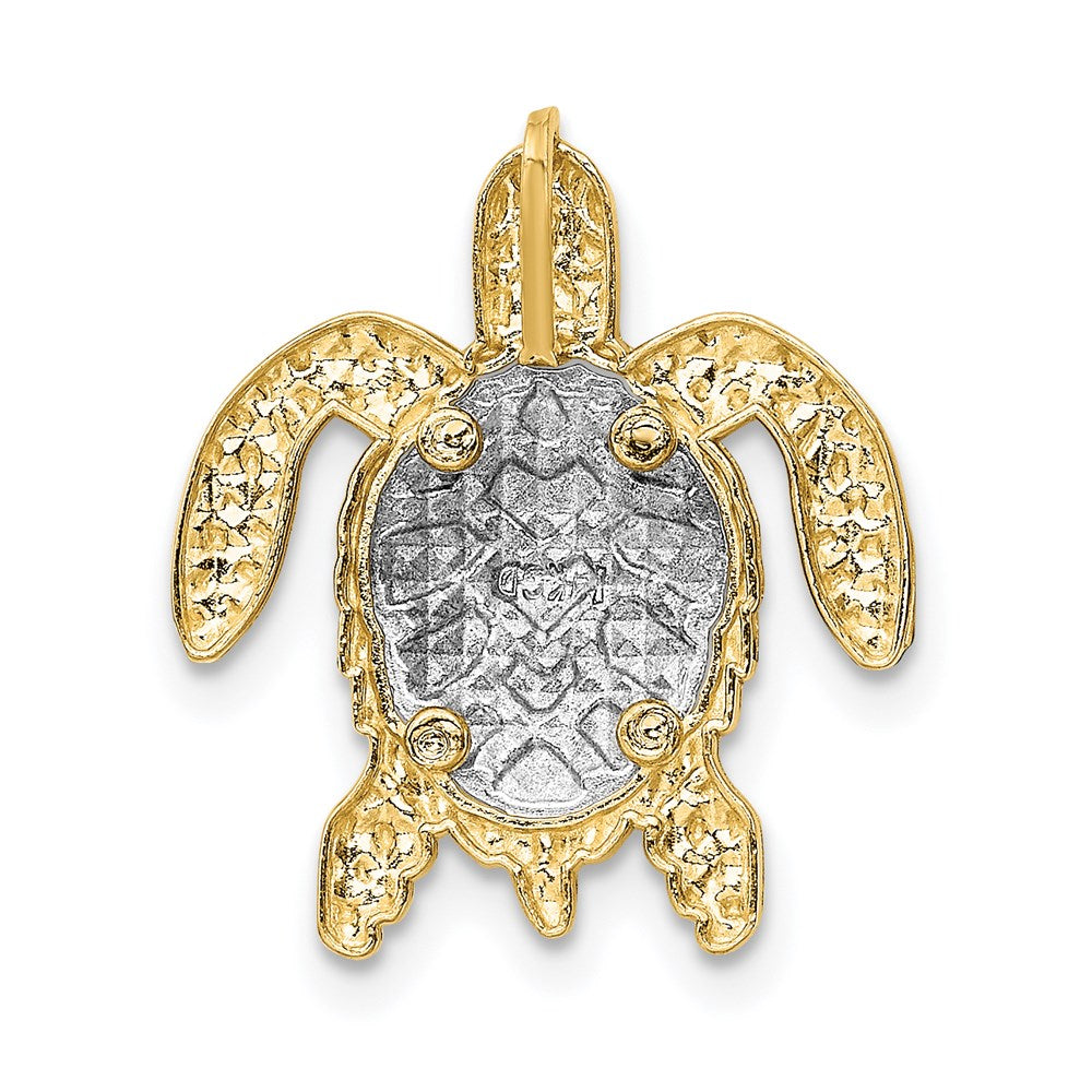 14K Zweifarbiges Gold Schildkröten-Gleitanhänger