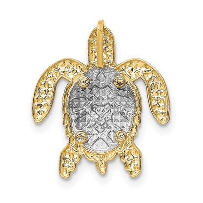 14K Zweifarbiges Gold Schildkröten-Gleitanhänger