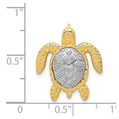 14K Zweifarbiges Gold Schildkröten-Gleitanhänger