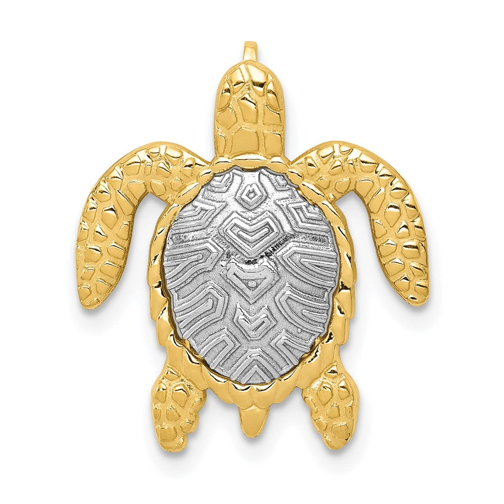 14K Zweifarbiges Gold Schildkröten-Gleitanhänger