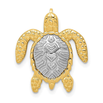 14K Zweifarbiges Gold Schildkröten-Gleitanhänger