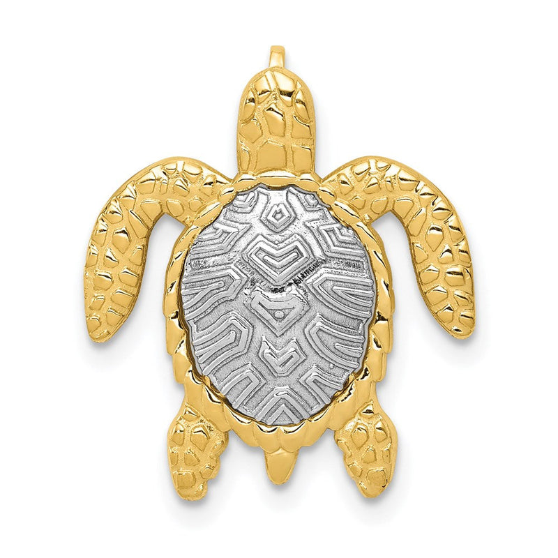 14K Zweifarbiges Gold Schildkröten-Gleitanhänger