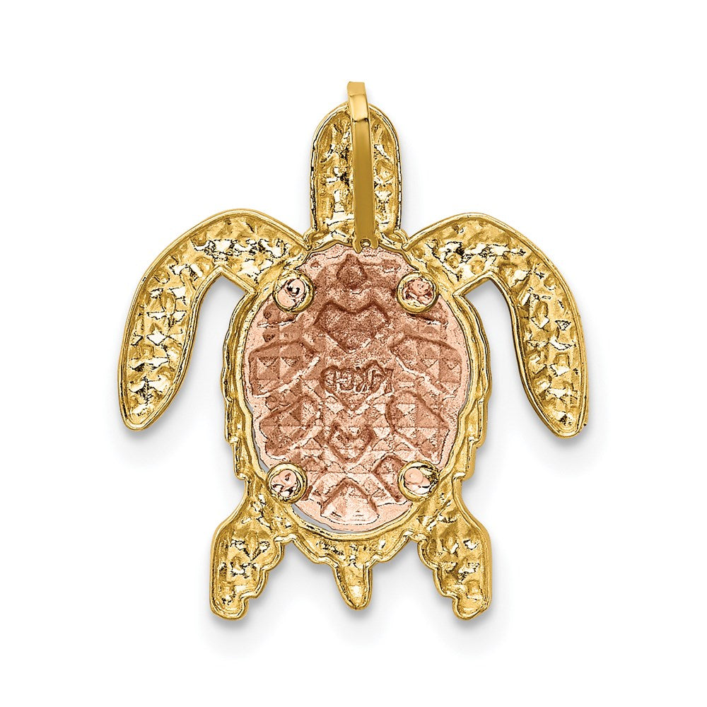 14K Bicolor-Gold mit Weißrhodium Schildkröten-Gleitanhänger