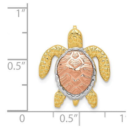 14K Bicolor-Gold mit Weißrhodium Schildkröten-Gleitanhänger