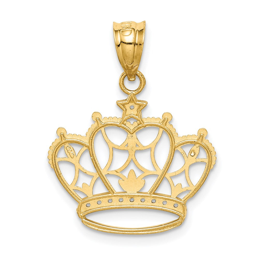 14K Gelb & Rhodium und Krone Anhänger
