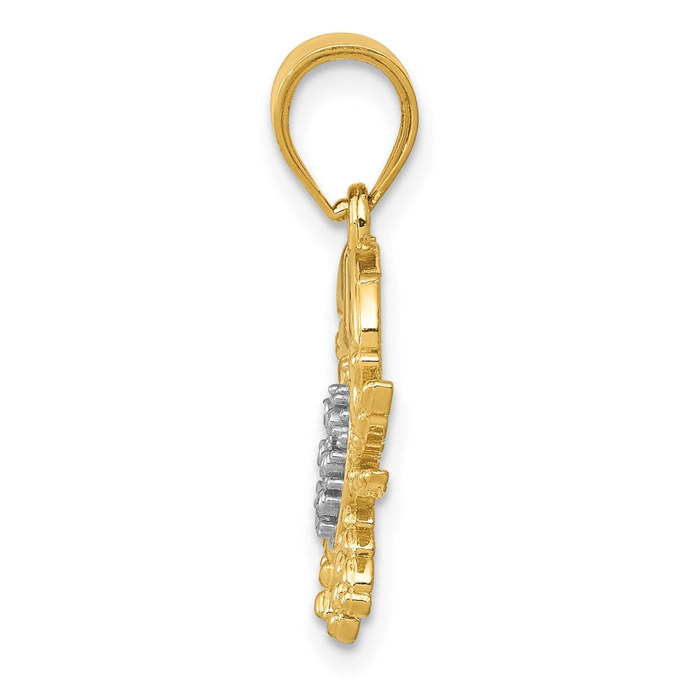 14K Gelb & Rhodium mit Diamantiert Krabbe Anhänger