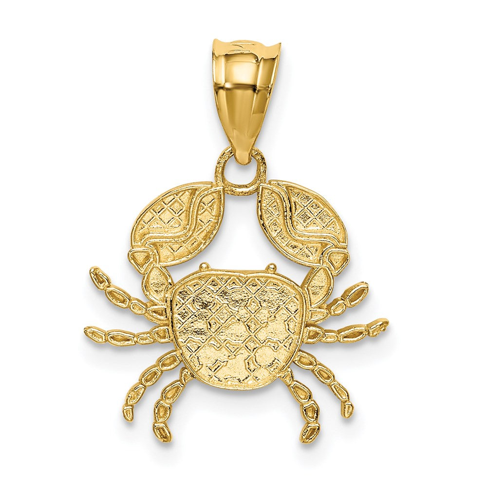 14K Gelb & Rhodium mit Diamantiert Krabbe Anhänger