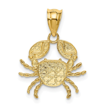 14K Gelb & Rhodium mit Diamantiert Krabbe Anhänger