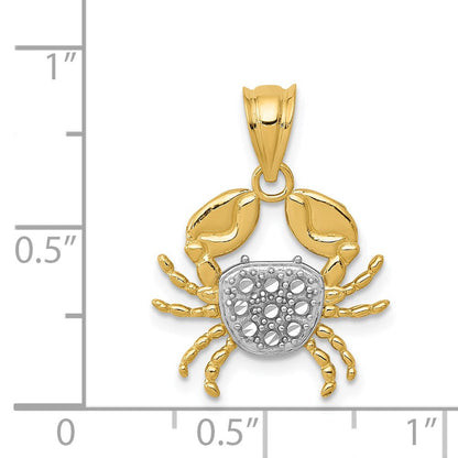 14K Gelb & Rhodium mit Diamantiert Krabbe Anhänger