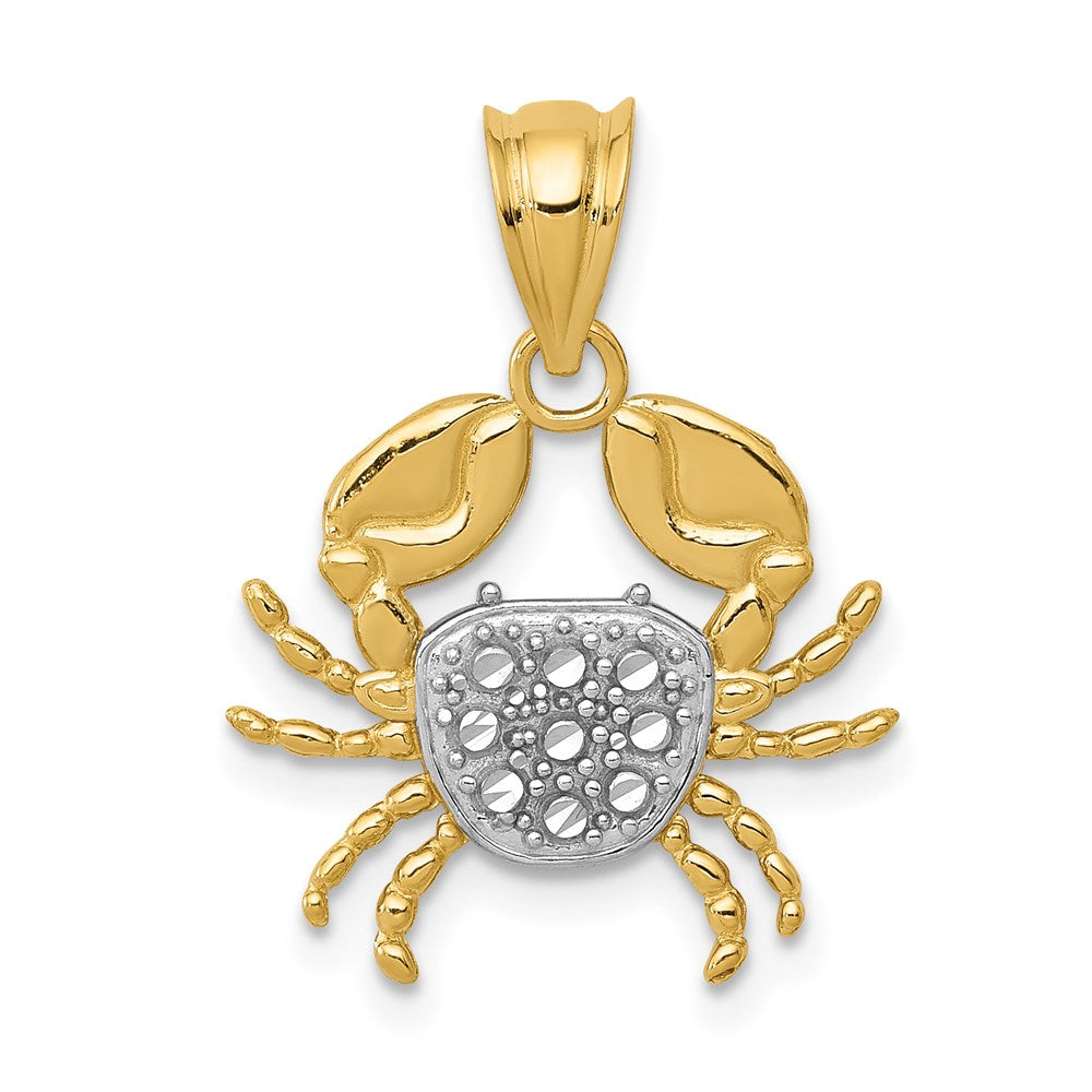 14K Gelb & Rhodium mit Diamantiert Krabbe Anhänger