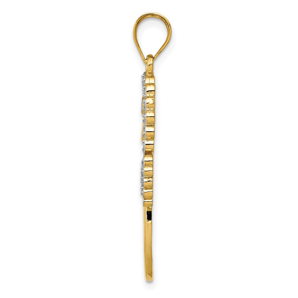 14K Gelbgold & Rhodium mit Rhodium Seepferdchen-Charm