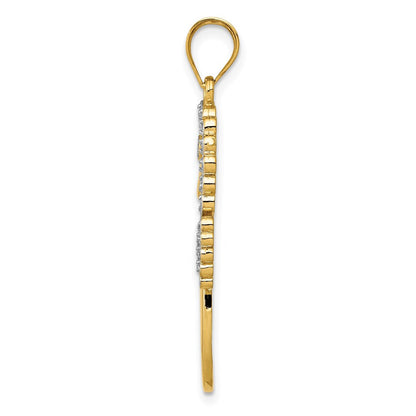 14K Gelbgold & Rhodium mit Rhodium Seepferdchen-Charm