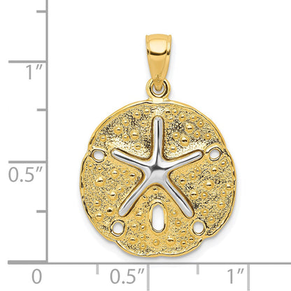 14K Bicolor-Gold Sanddollar-Anhänger mit Seestern