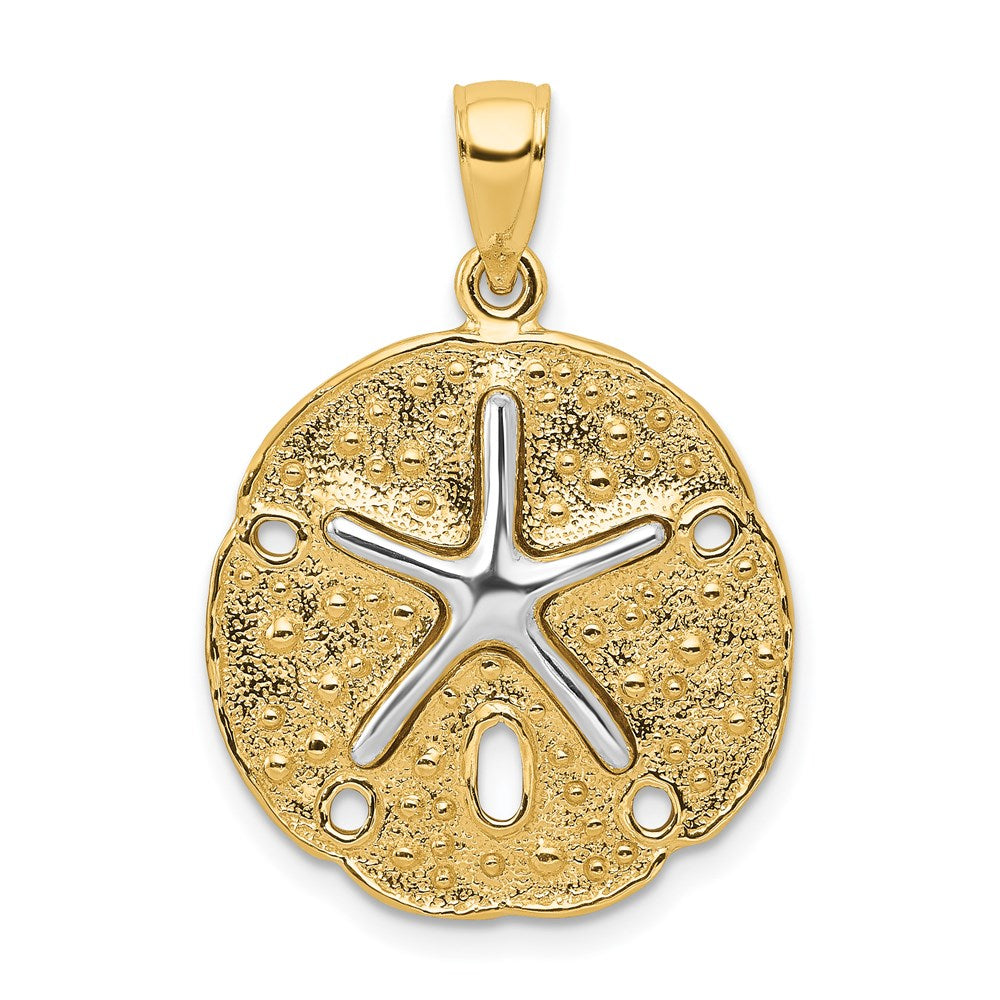 14K Bicolor-Gold Sanddollar-Anhänger mit Seestern