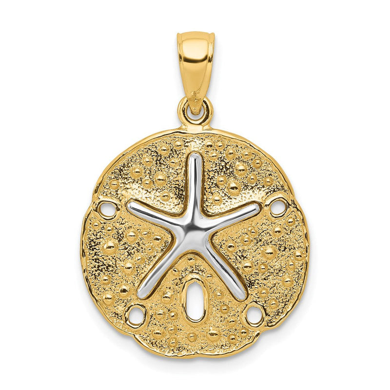 14K Bicolor-Gold Sanddollar-Anhänger mit Seestern