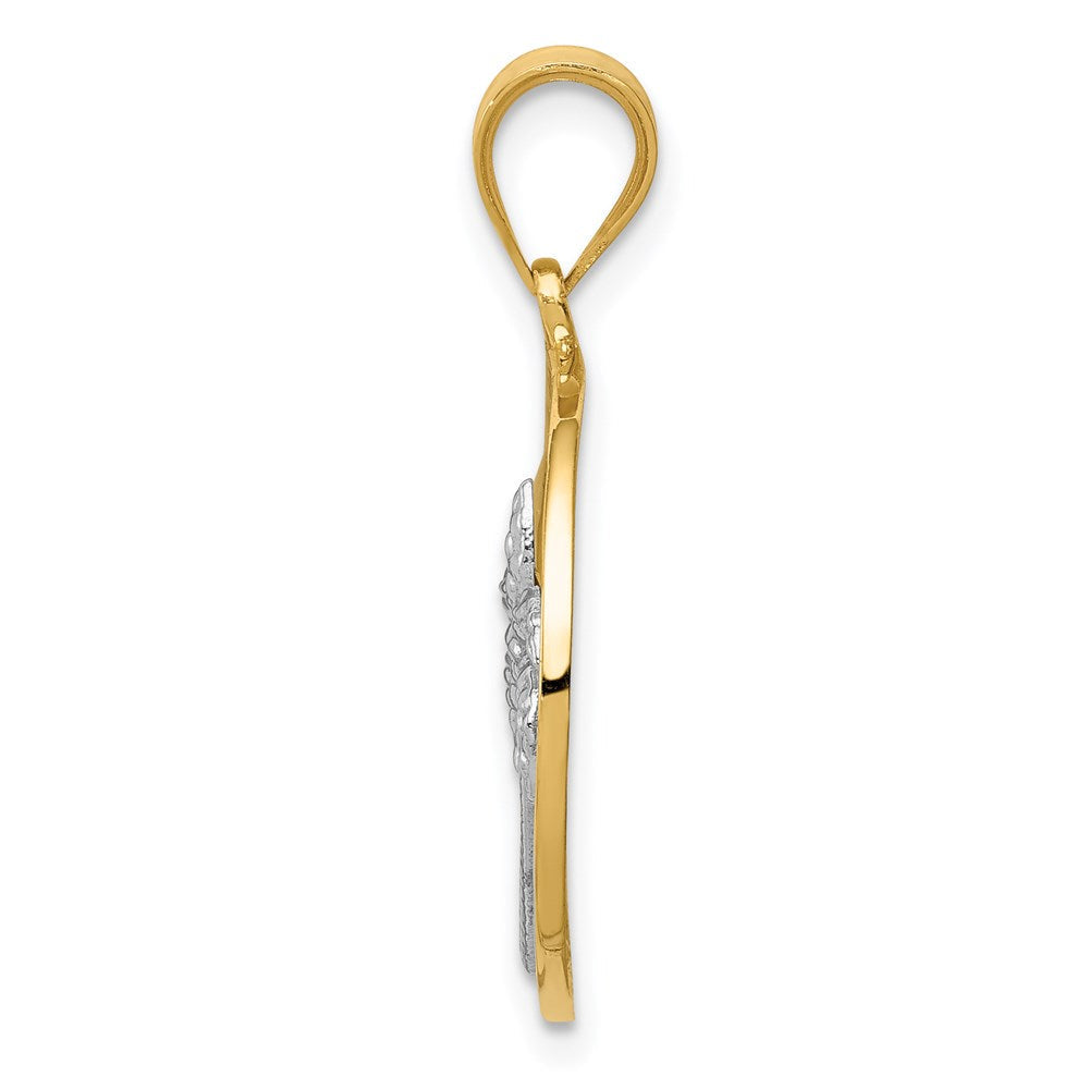 14K Bicolor-Gold Anhänger Sonne und Palme