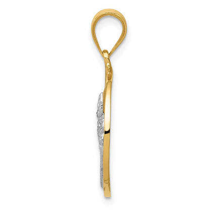 14K Bicolor-Gold Anhänger Sonne und Palme