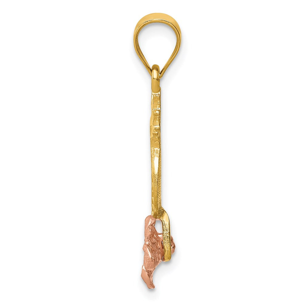 14k Bicolor Gelbgold und Roségold Ananas-Anhänger mit Plumeria