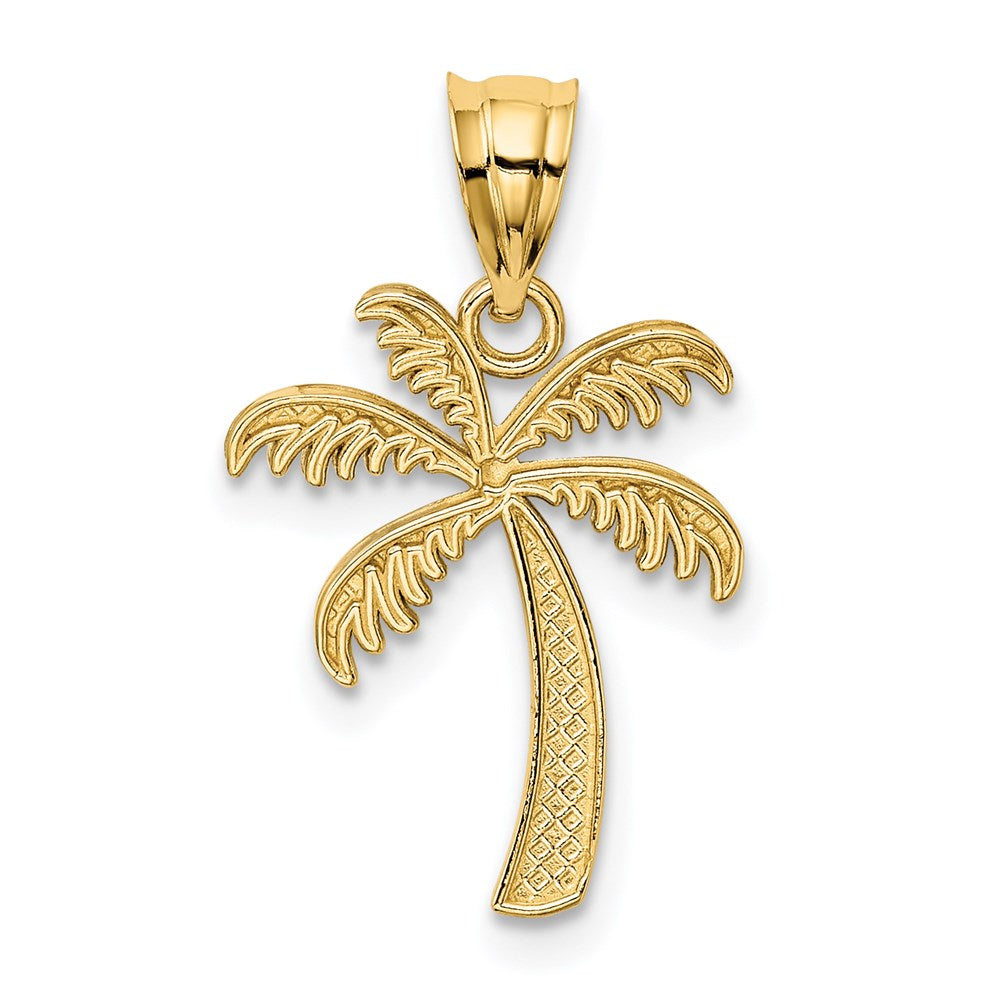14K Gelb & Rhodium mit Rhodium Palme Baum Anhänger