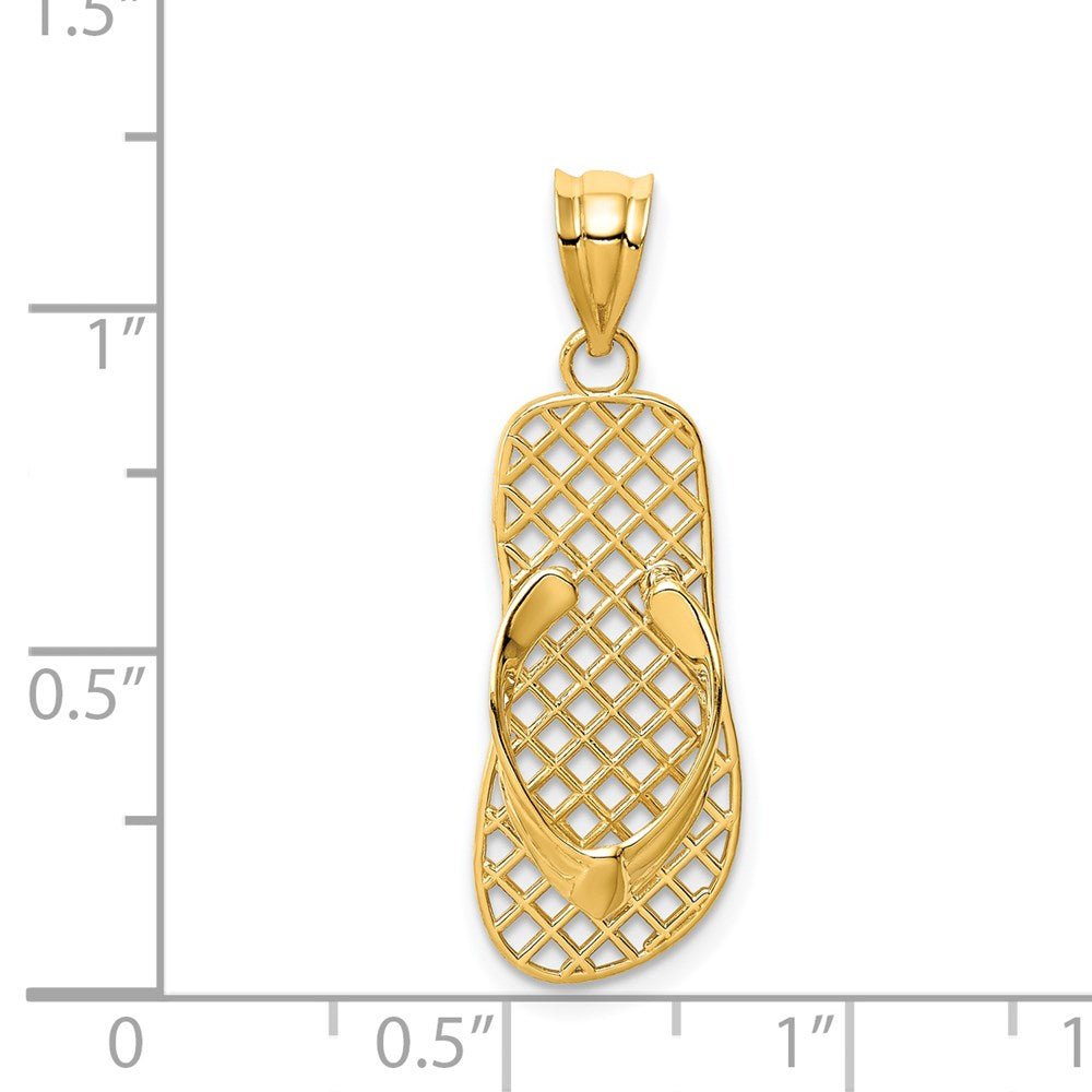 14K Gelbgold Netz Flip Flop Anhänger