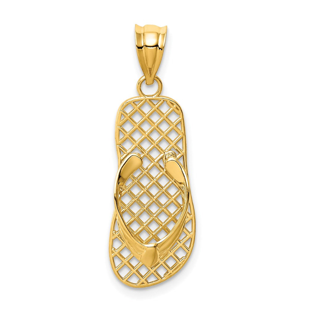 14K Gelbgold Netz Flip Flop Anhänger