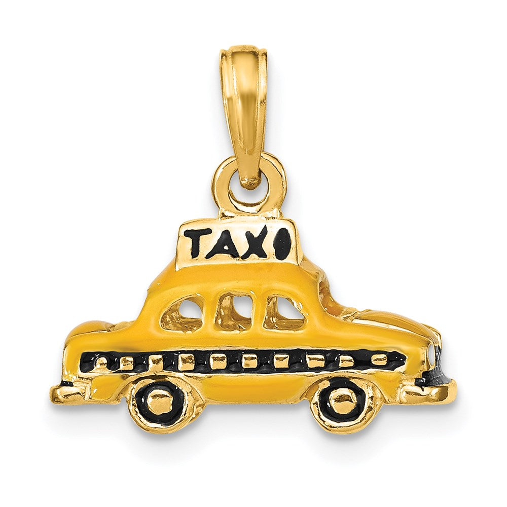 14K Gelbgold 3D-emaillierter TAXI-Anhänger