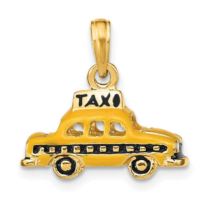 14K Gelbgold 3D-emaillierter TAXI-Anhänger
