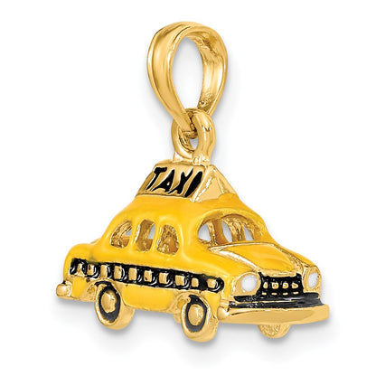14K Gelbgold 3D-emaillierter TAXI-Anhänger