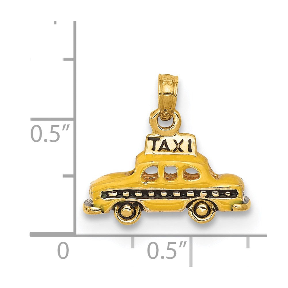 14K Gelbgold 3D-emaillierter TAXI-Anhänger