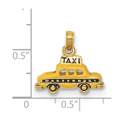 14K Gelbgold 3D-emaillierter TAXI-Anhänger