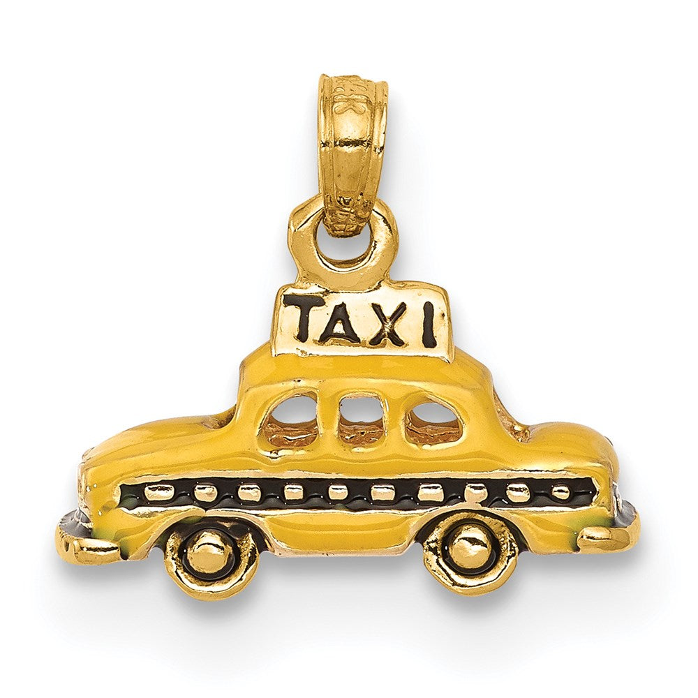 14K Gelbgold 3D-emaillierter TAXI-Anhänger