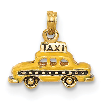 14K Gelbgold 3D-emaillierter TAXI-Anhänger
