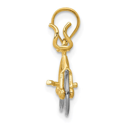 14K Bicolor 3d Beweglich Bicycle Anhänger