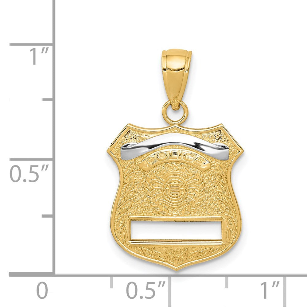14K Gelb- und Rhodiumgold Anhänger "Polizeiabzeichen" mit Rhodium