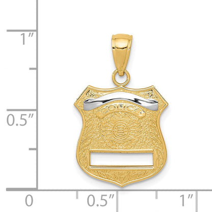 14K Gelb- und Rhodiumgold Anhänger "Polizeiabzeichen" mit Rhodium