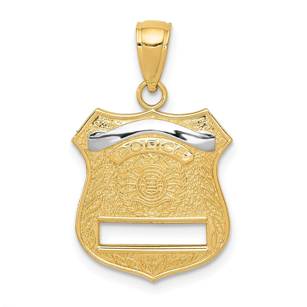 14K Gelb- und Rhodiumgold Anhänger "Polizeiabzeichen" mit Rhodium