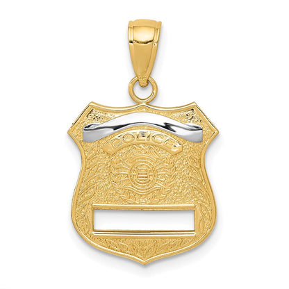 14K Gelb- und Rhodiumgold Anhänger "Polizeiabzeichen" mit Rhodium