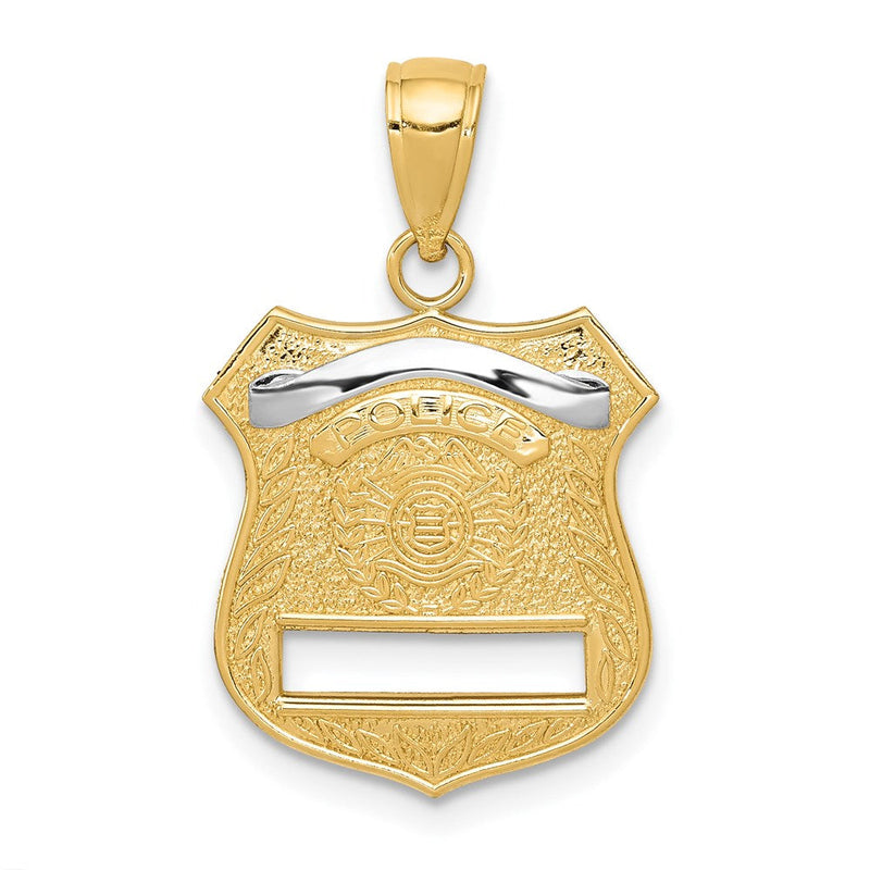 14K Gelb- und Rhodiumgold Anhänger "Polizeiabzeichen" mit Rhodium