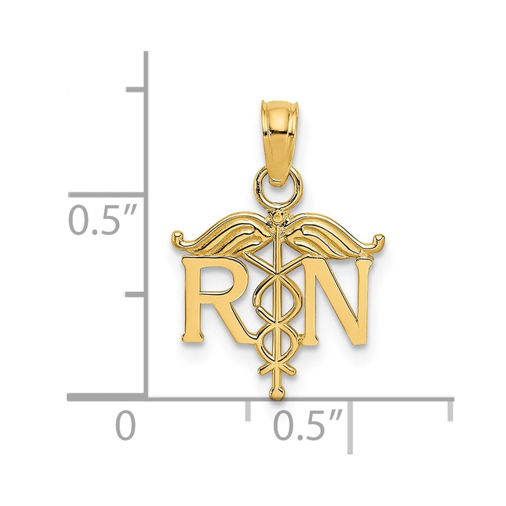 14K Gelbgold Rn Registered Krankenschwester Anhänger
