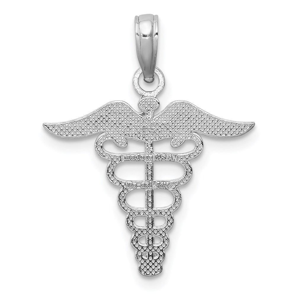 14K Weißgold Caduceus Charm