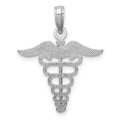 14K Weißgold Caduceus Charm