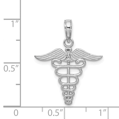 14K Weißgold Caduceus Charm