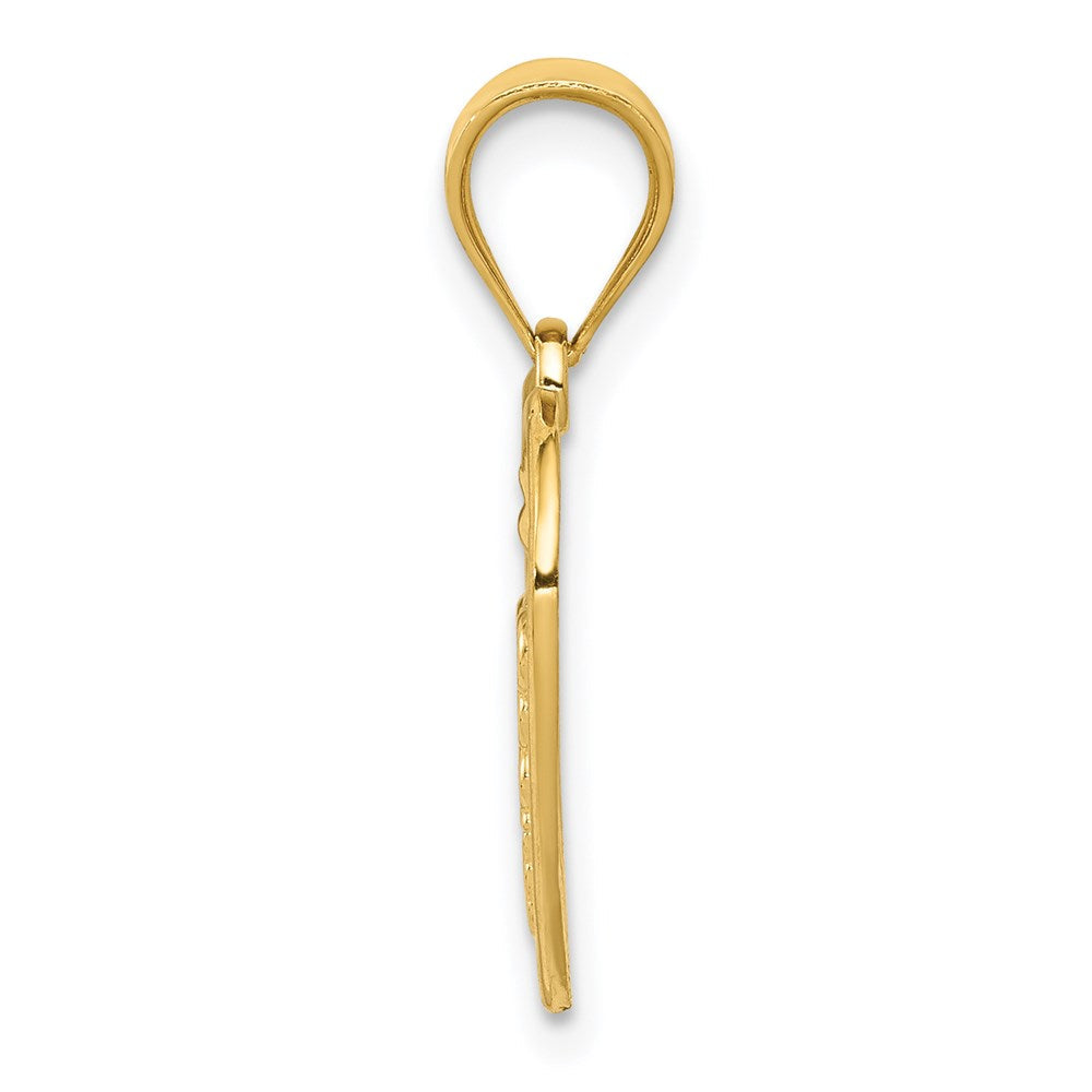 14K Gelbgold Caduceus Herz Medizinisch Anhänger