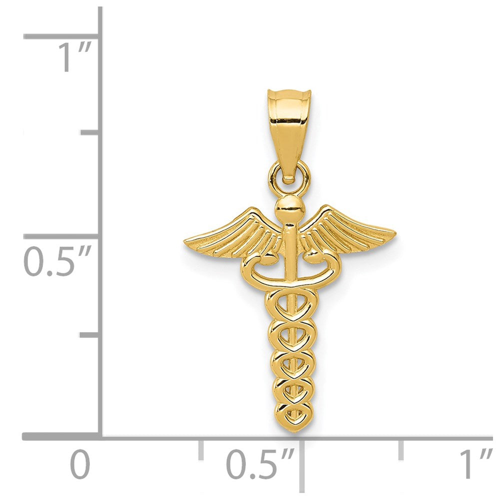 14K Gelbgold Caduceus Medizinisch Anhänger
