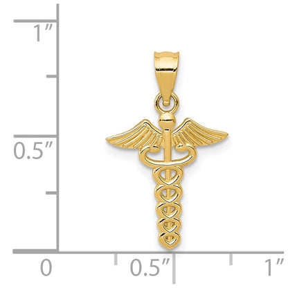 14K Gelbgold Caduceus Medizinisch Anhänger